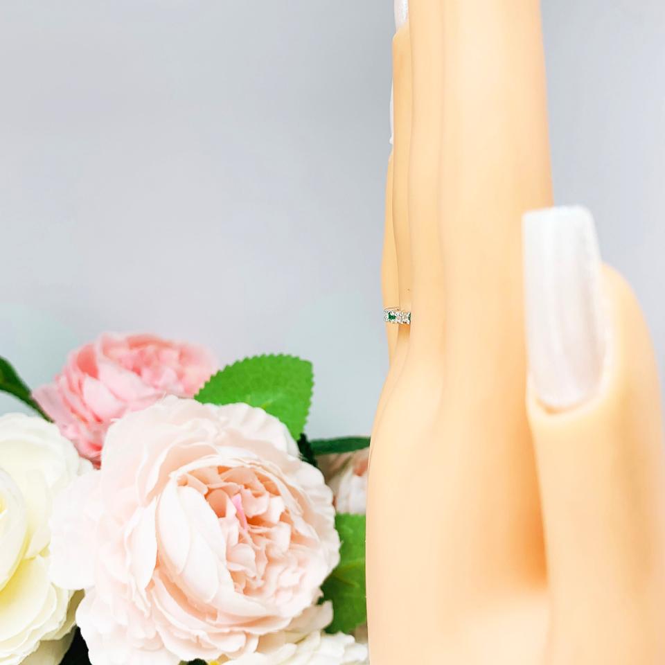 Lab Created Emerald CZ 2mm Round Wedding Band Stacking