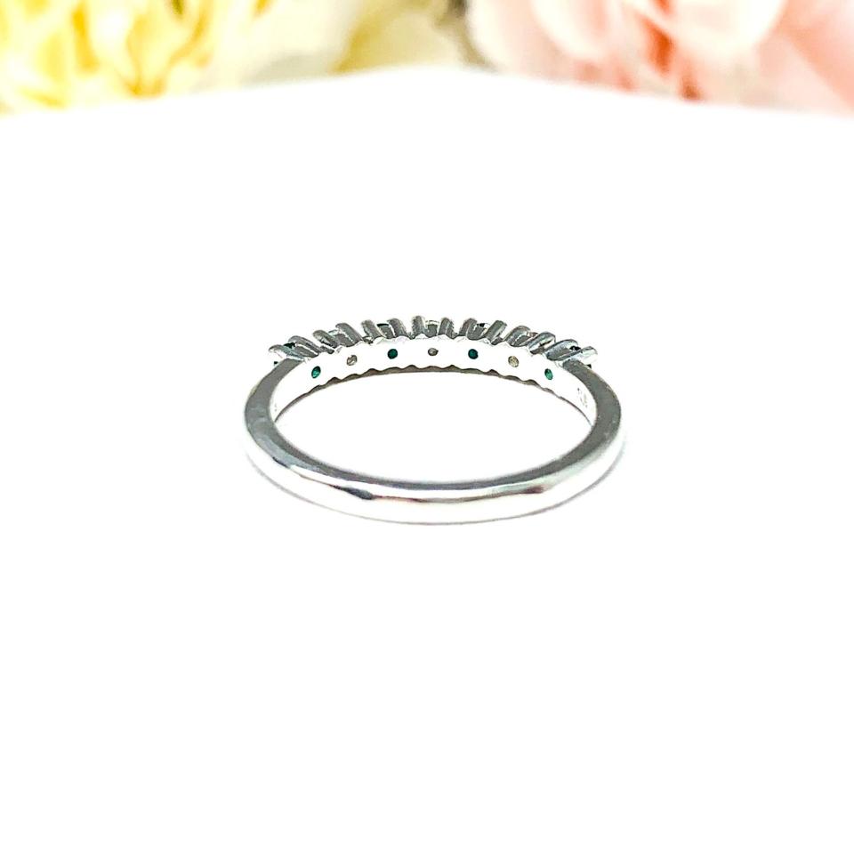 Lab Created Emerald CZ 2mm Round Wedding Band Stacking