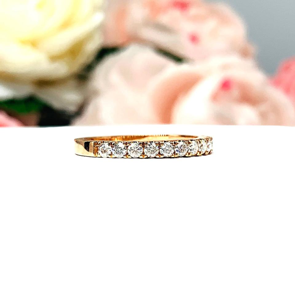 Round Moissanite 2mm Half-Eternity 10k Rose Gold Wedding Band Size 6.5 FINAL SALE