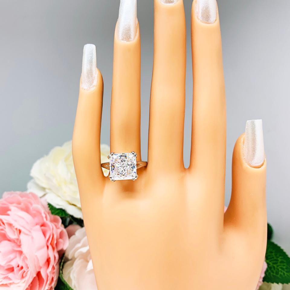 Princess Cubic Zirconia Statement Engagement Solitaire Ring