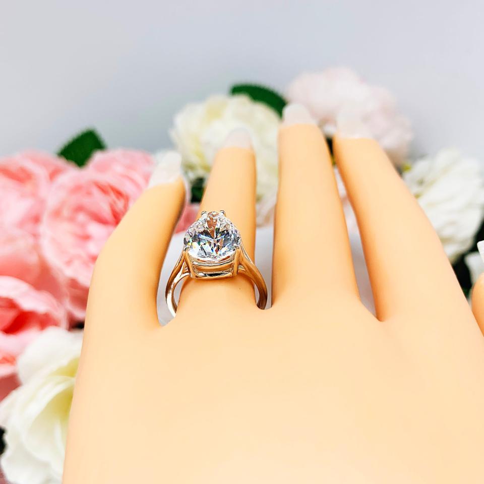 Pear Near Colorless Cubic Zirconia Split Shank Engagement Ring
