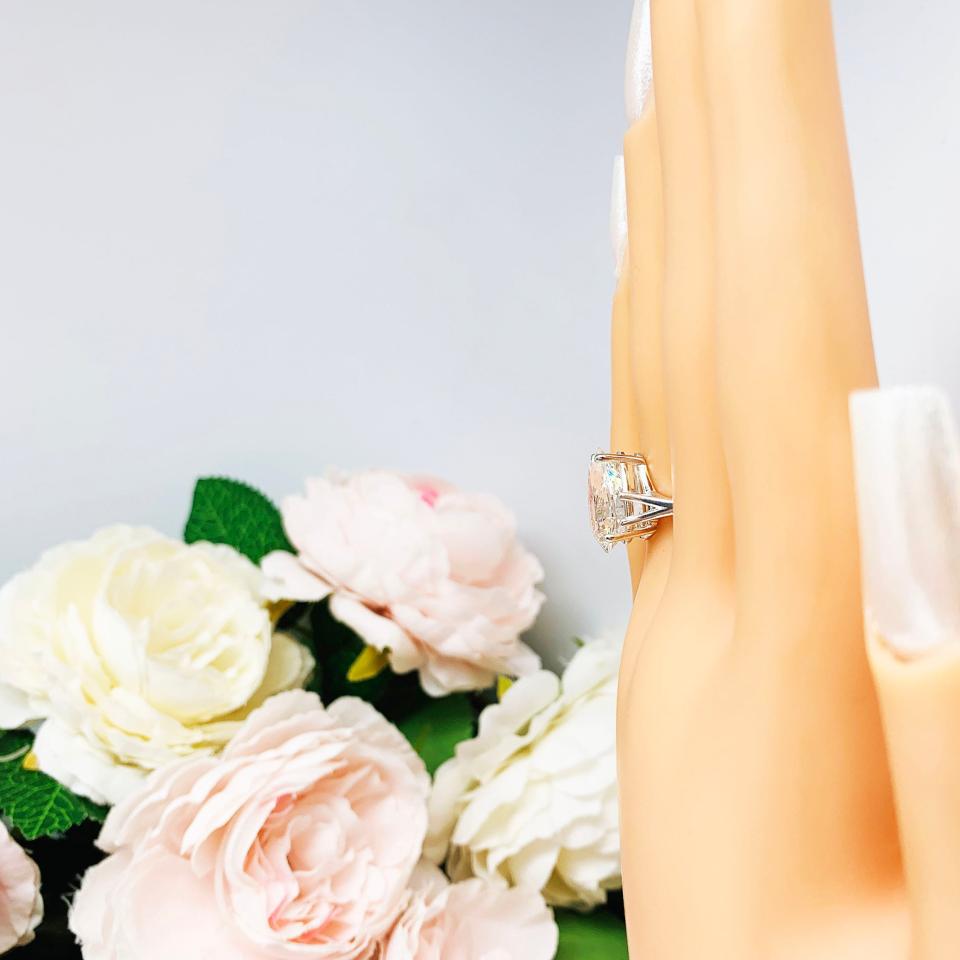 Pear Near Colorless Cubic Zirconia Split Shank Engagement Ring