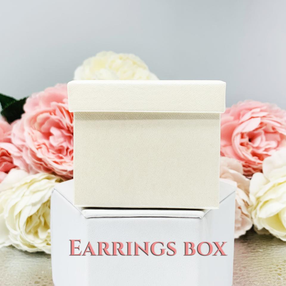 Earrings Gift Presentation Box - Shimmer champagne color - Includes ivory color outer box