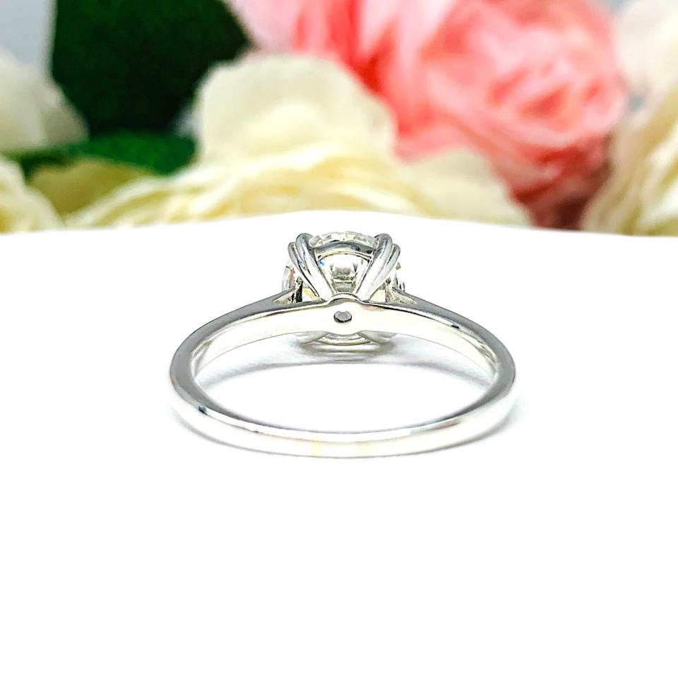 Old European Cut 9mm CZ Split Prong Engagement Ring Near Colorless CZ