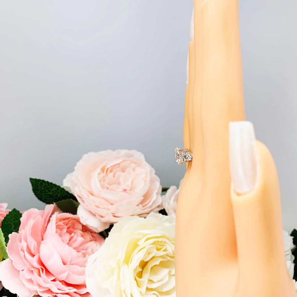 Natural White Topaz Round With Pear Side Stones Ring