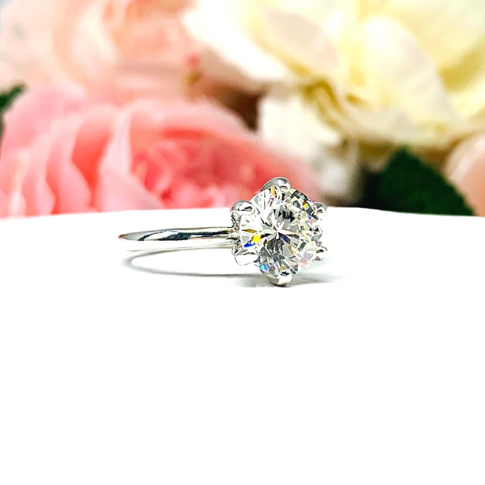 Round Near Colorless CZ 6 Prong Engagement Ring