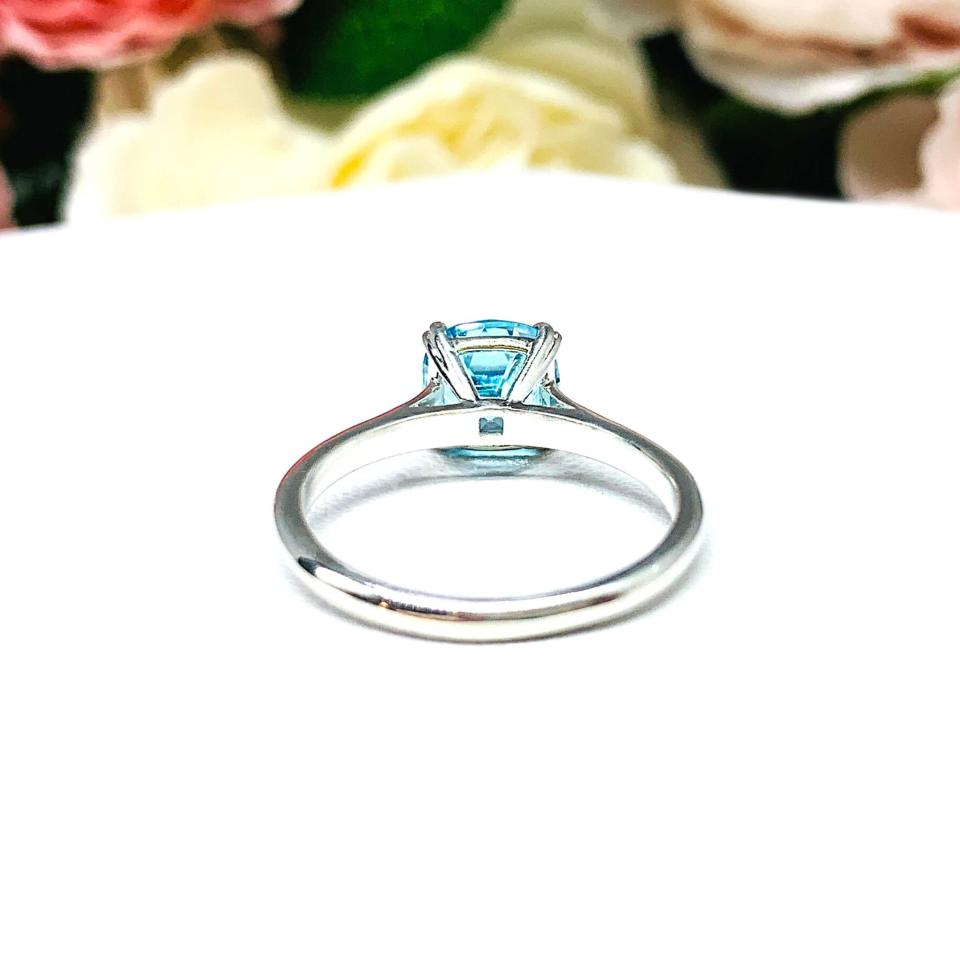 Old Mine Cut Swiss Blue 2 Carat CZ Ring