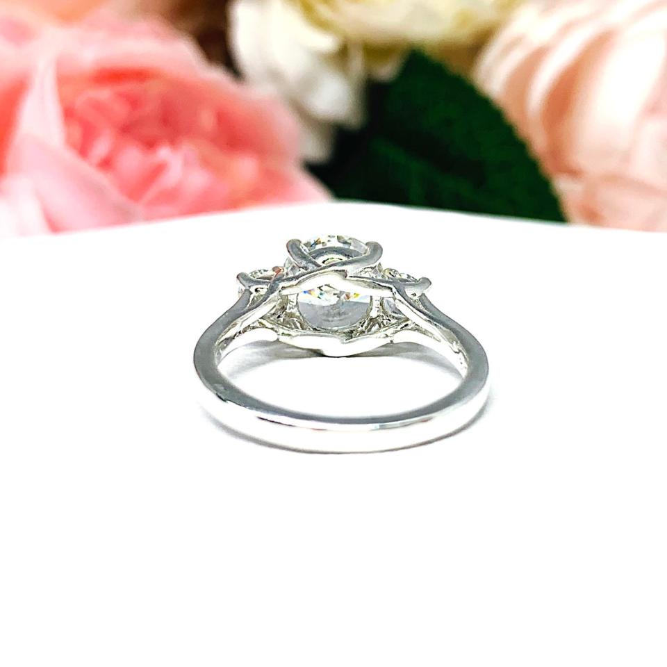 Round Cubic Zirconia Round Accents Engagement Ring