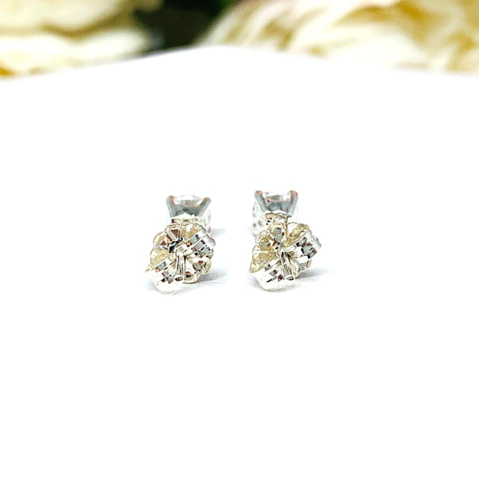 Round Cubic Zirconia Stud Earrings – 4.5mm-7mm, Sterling Silver, 10k Gold