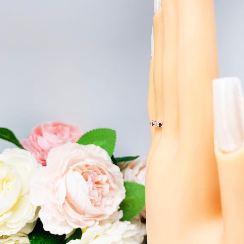 Lab Created Ruby CZ Round Wedding Band Stacking 2mm