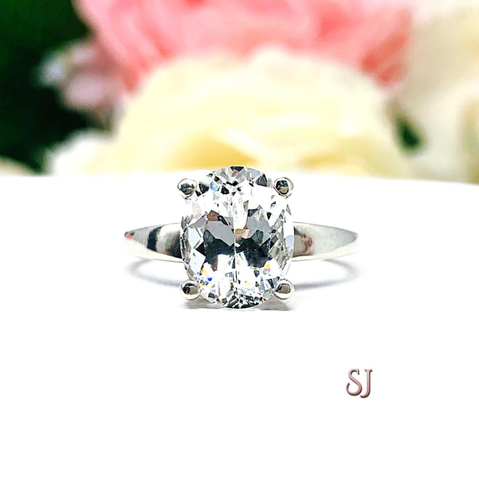 Natural White Topaz Oval Wide Band Ring Size 6 FINAL SALE