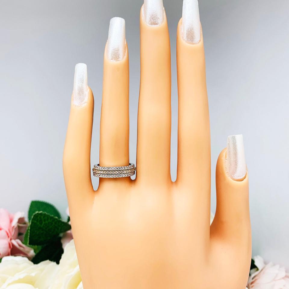 Round Cubic Zirconia Eternity Wedding Gold Band or Stacking Ring FINAL SALE