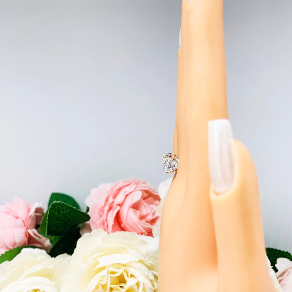 Radiant CZ 10x8mm East West Trillions Engagement Ring