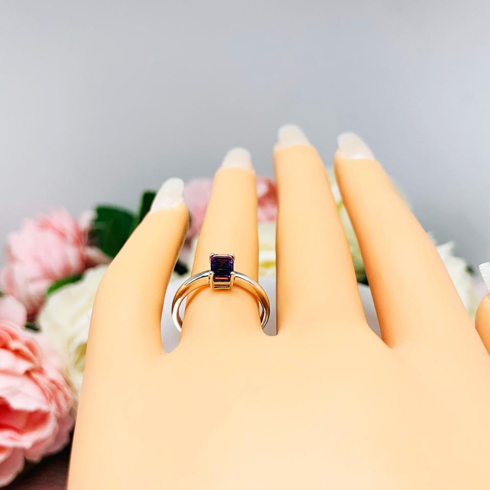 6x4mm Natural African Amethyst AAA Emerald Cut Ring SIZE 5 FINAL SALE