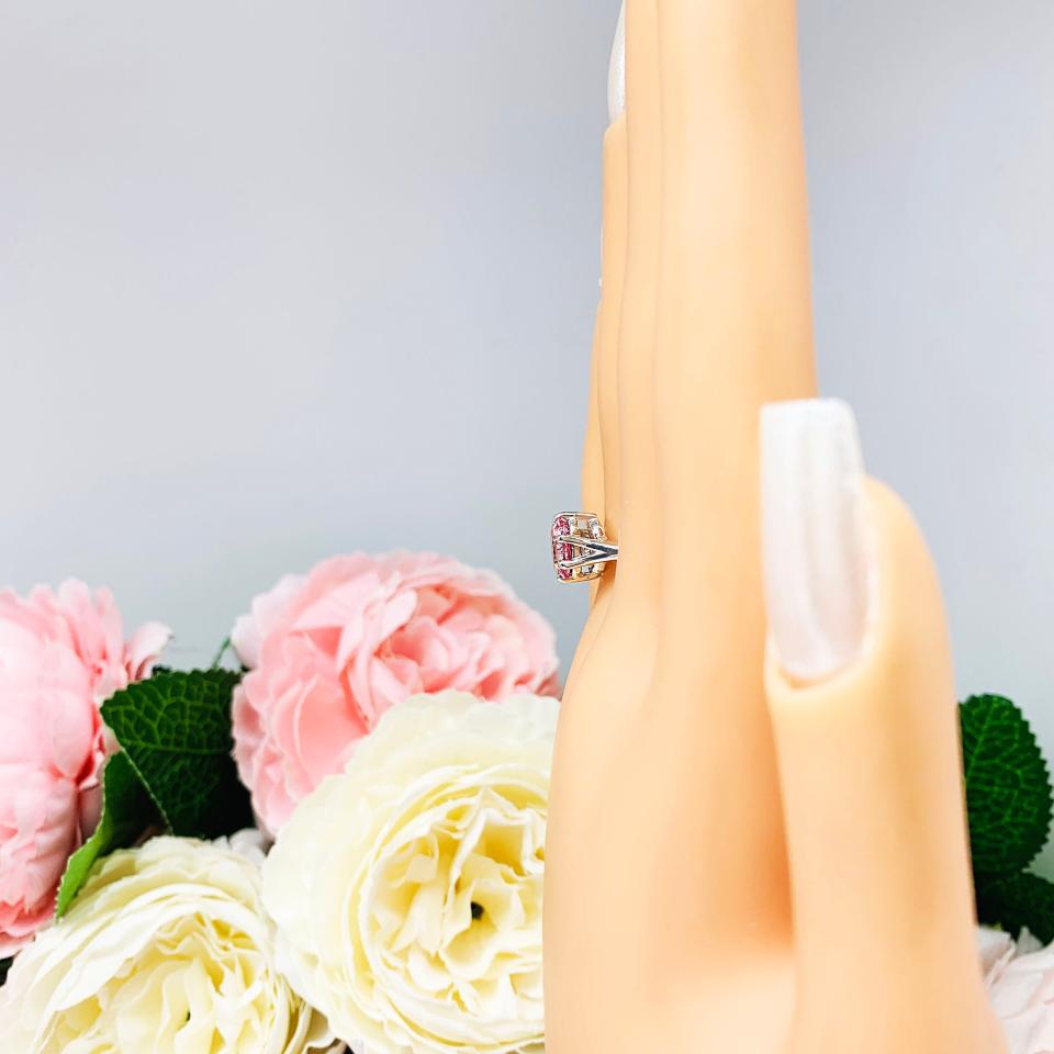Lab Pink Sapphire 8mm Cushion Ring