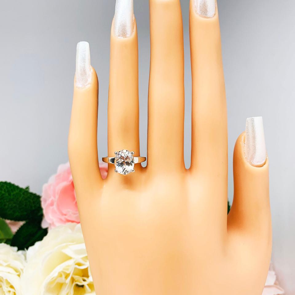 Natural White Topaz Oval Wide Band Ring Size 6 FINAL SALE