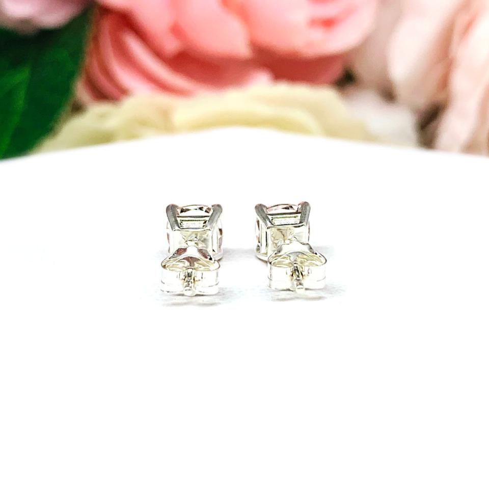 Peach Morganite 5mm Basket Stud Earrings Authentic