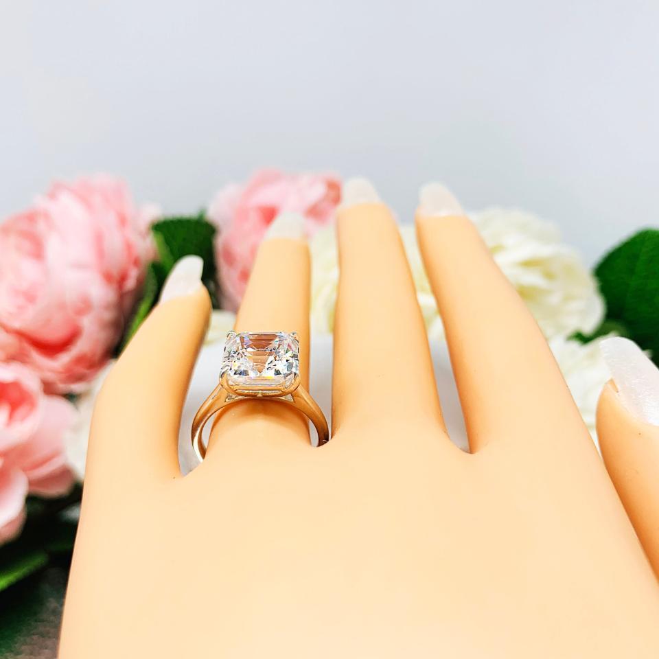 Asscher Near Colorless 10mm CZ Engagement Ring SIZES 6 and 8
