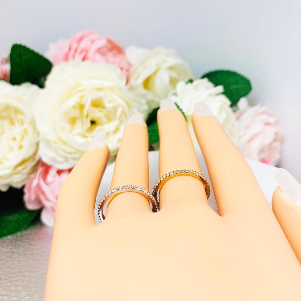 Round Cubic Zirconia Eternity Wedding Gold Band or Stacking Ring FINAL SALE