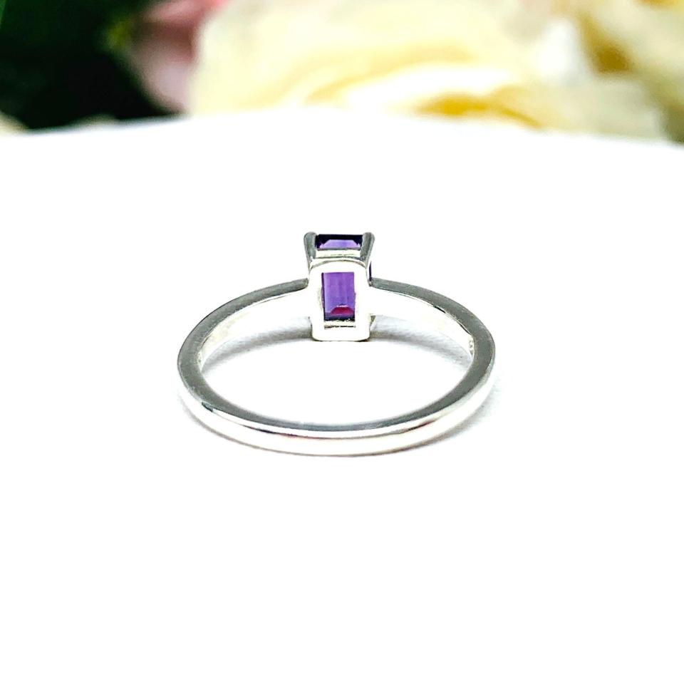 6x4mm Natural African Amethyst AAA Emerald Cut Ring SIZE 5 FINAL SALE