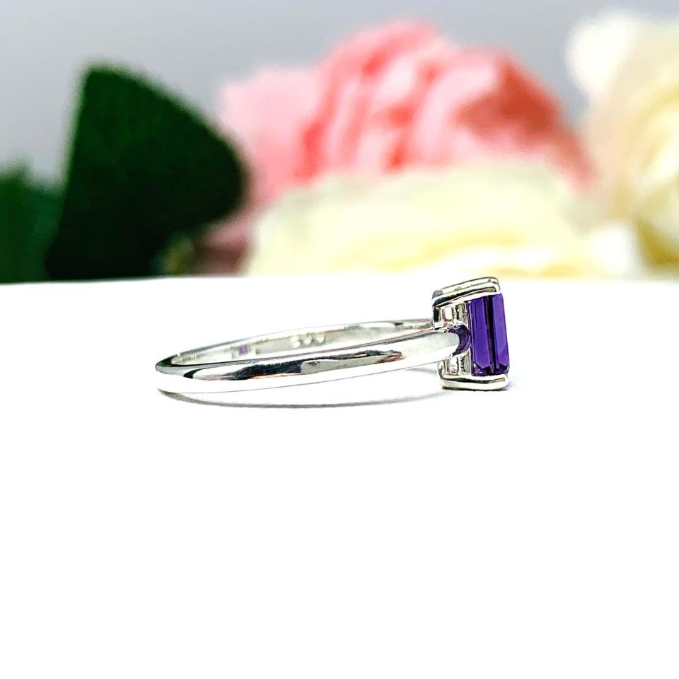 6x4mm Natural African Amethyst AAA Emerald Cut Ring SIZE 5 FINAL SALE