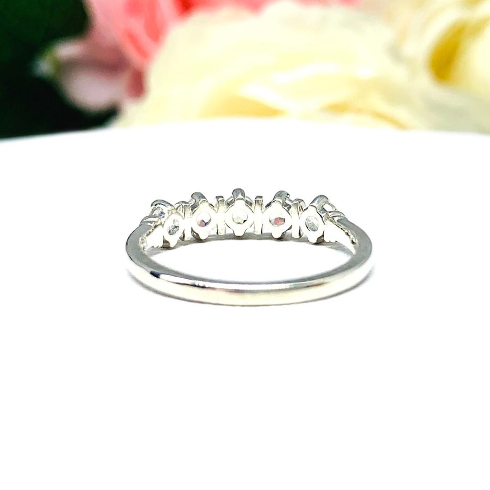 Natural Rainbow Moonstone Round Five Stone Ring FINAL SALE