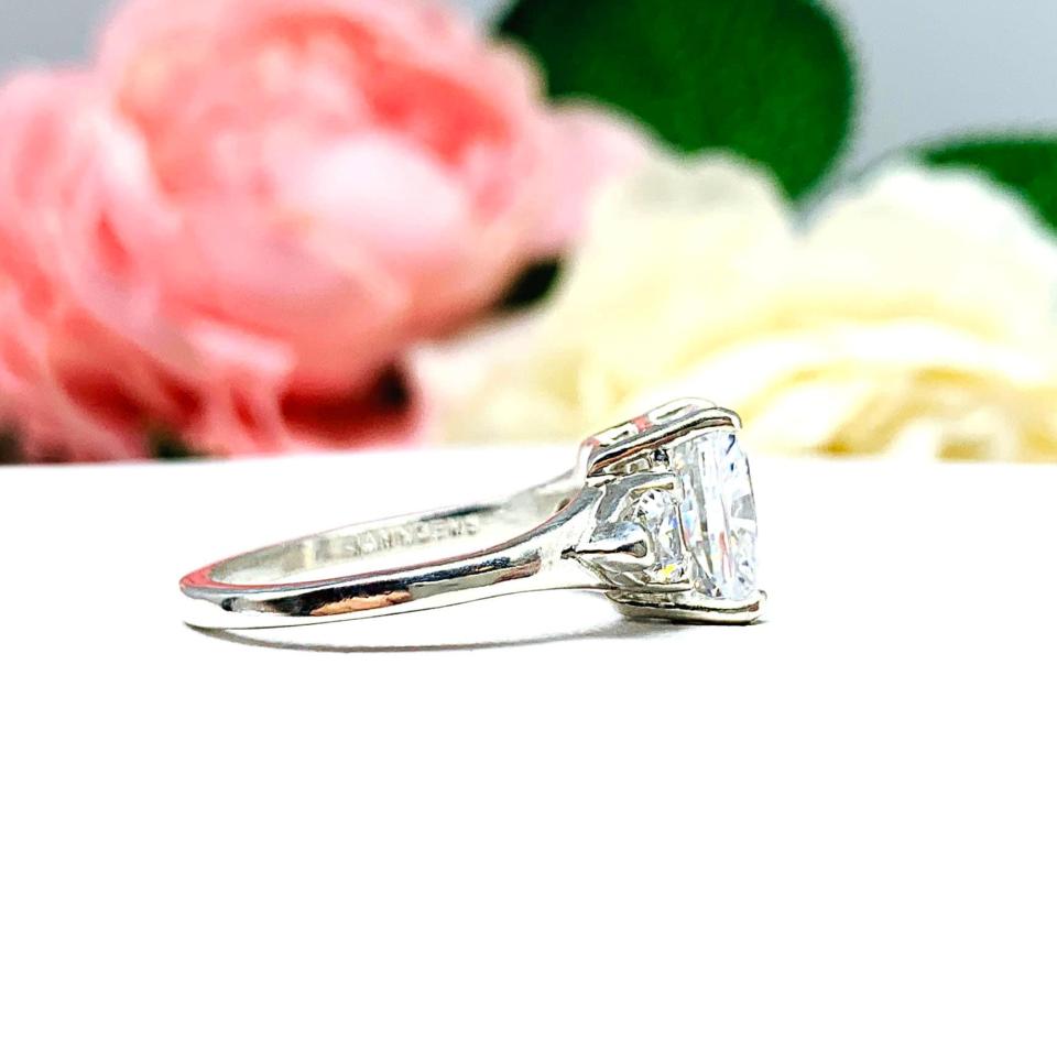 Cushion Trillion CZ 3 Stone Engagement Ring