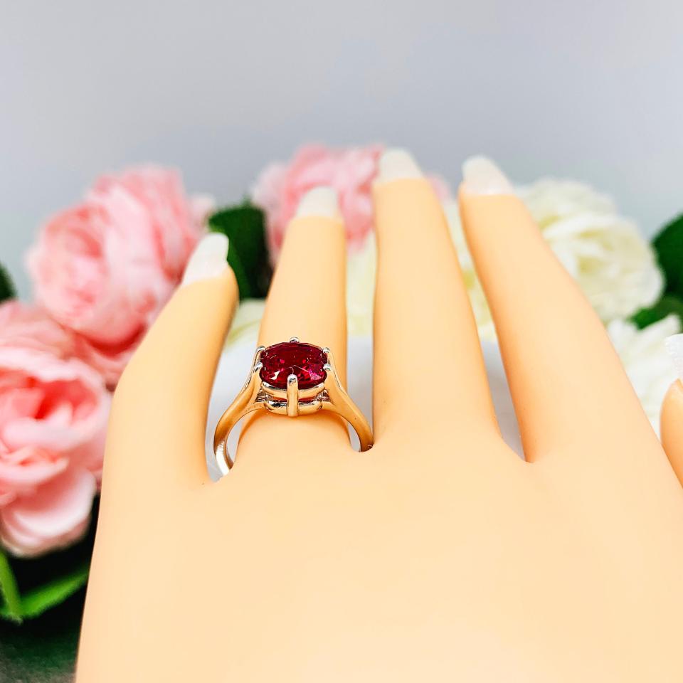 Lab Ruby 8mm Cushion Ring