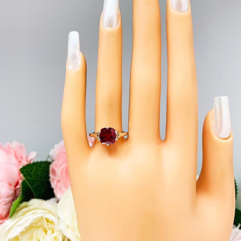 Lab Ruby 8mm Cushion Ring