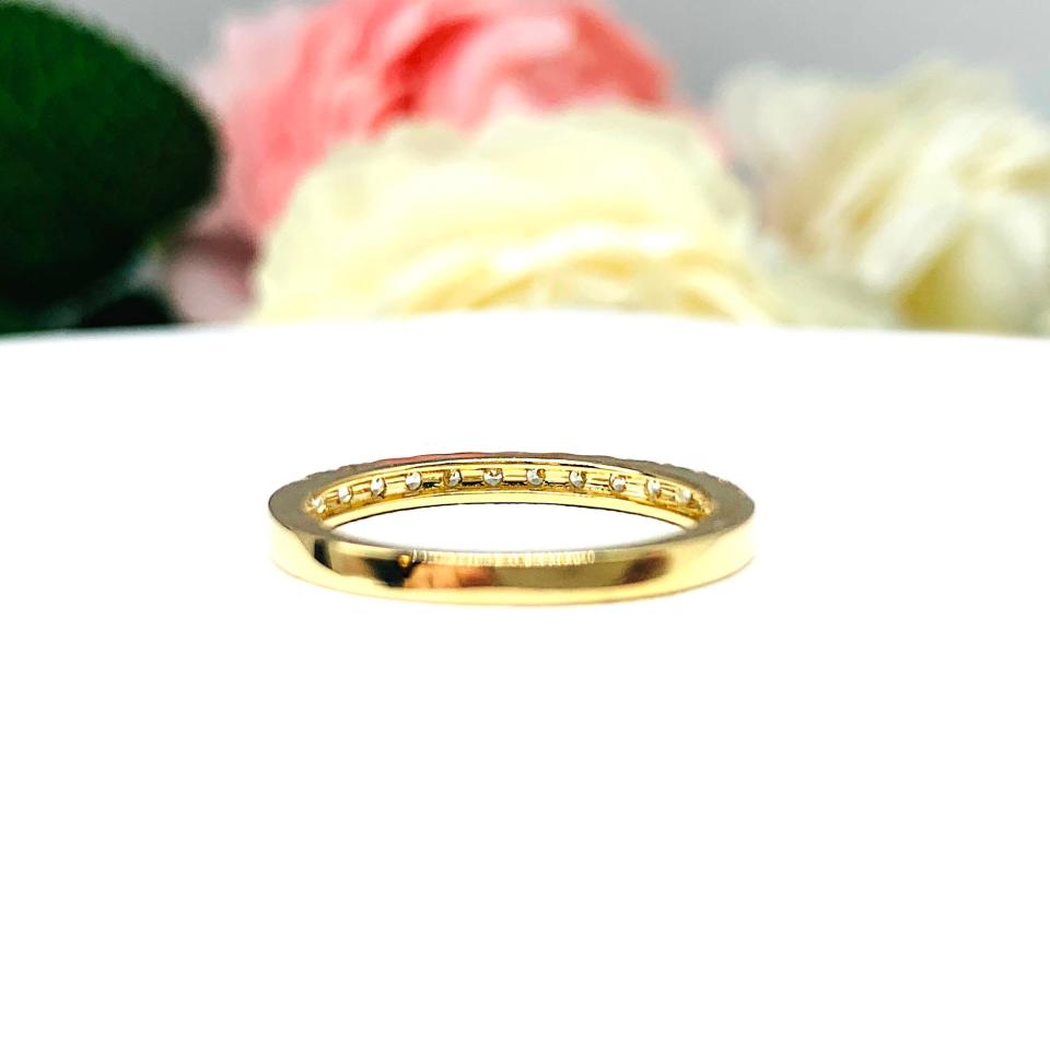 Half Eternity Near Colorless Cubic Zirconia 10k Yellow Gold Wedding Band Size 6 FINAL SALE