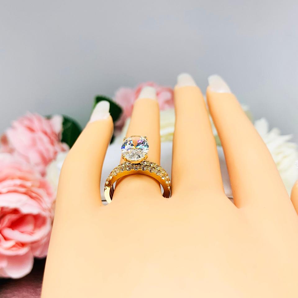 Half Eternity Near Colorless Cubic Zirconia 10k Yellow Gold Wedding Band Size 6 FINAL SALE