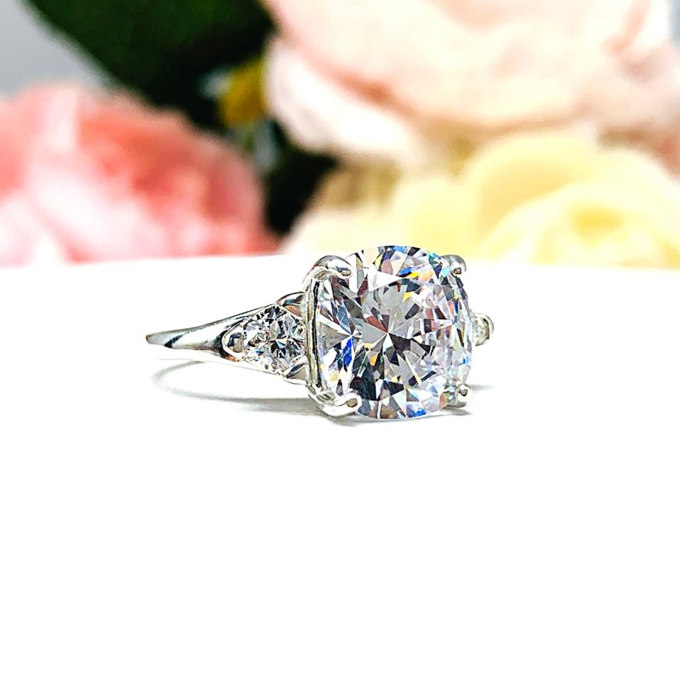 Brilliant Cushion Trillion CZ Engagement Ring