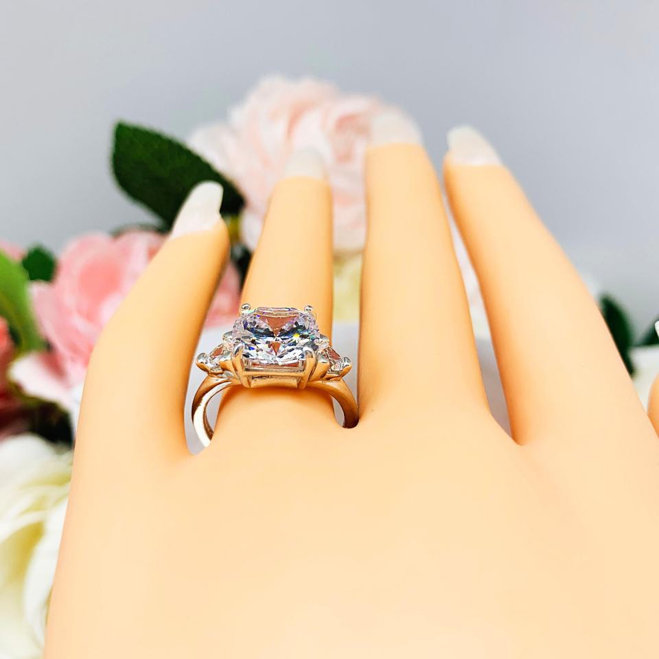 Brilliant Cushion Trillion CZ Engagement Ring