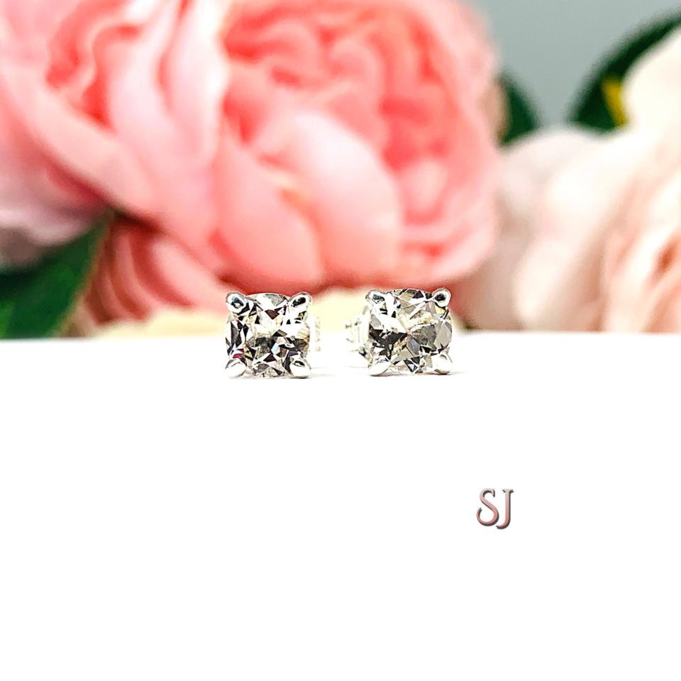Peach Morganite 5mm Basket Stud Earrings Authentic