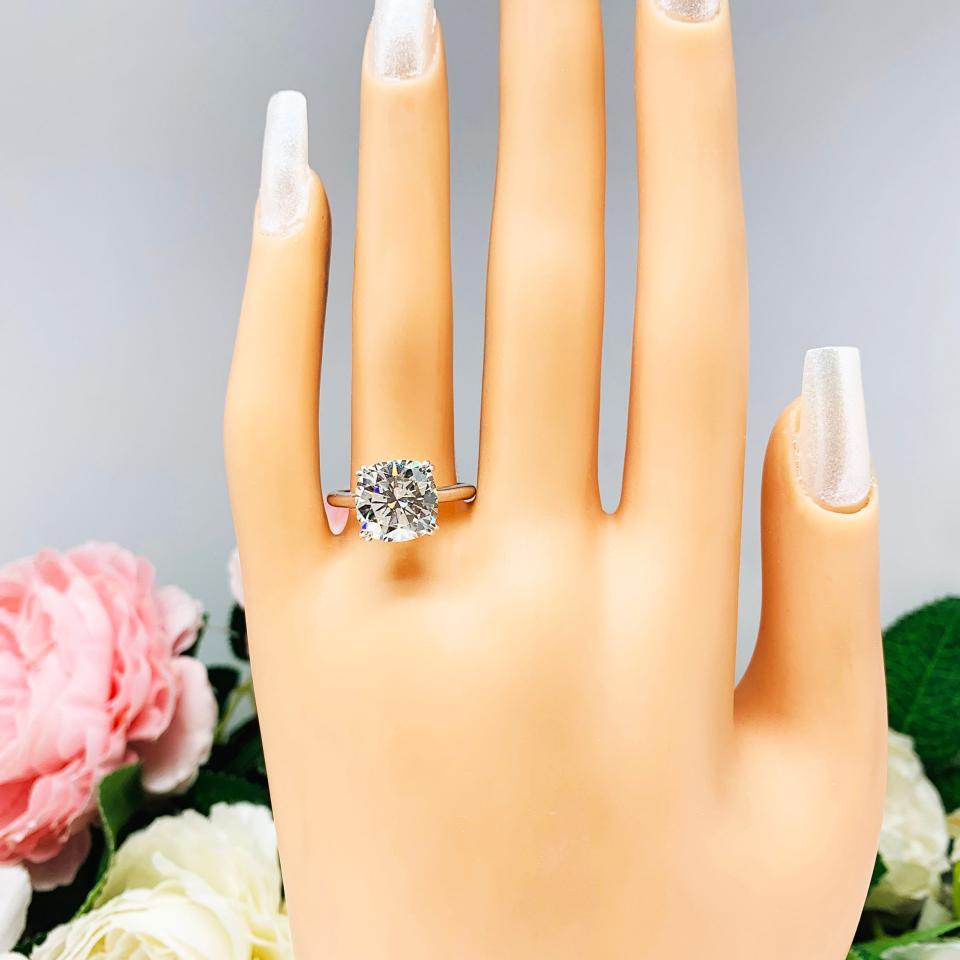 Cushion 10mm Near Colorless CZ Split Prong Engagement Ring