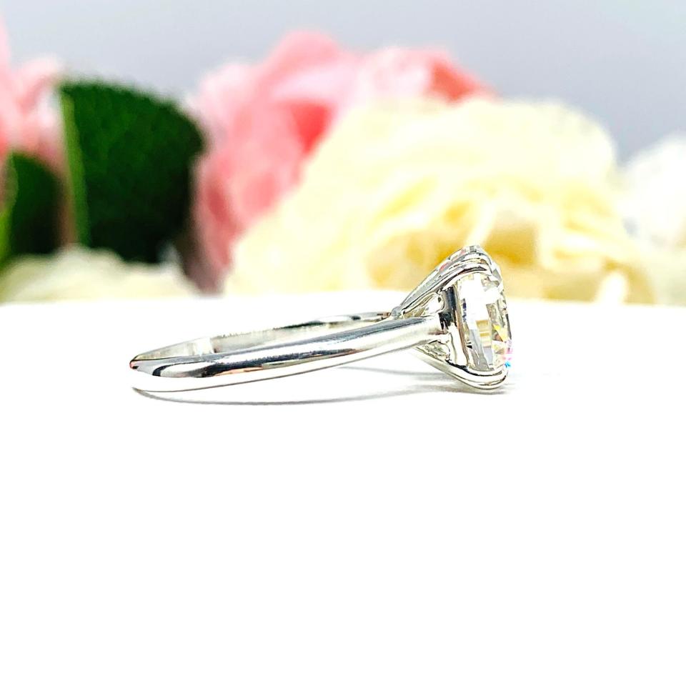 Cushion 10mm Near Colorless CZ Split Prong Engagement Ring