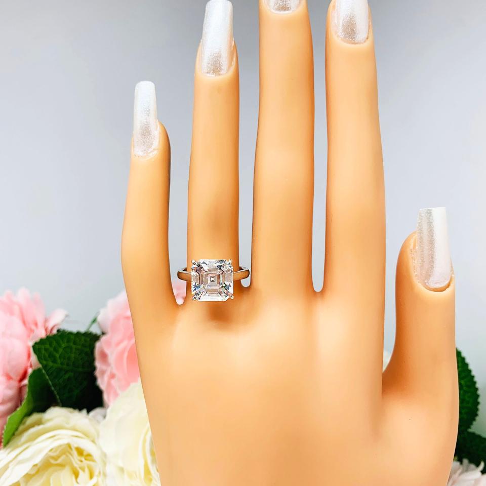 Asscher Near Colorless 10mm CZ Engagement Ring SIZES 6 and 8