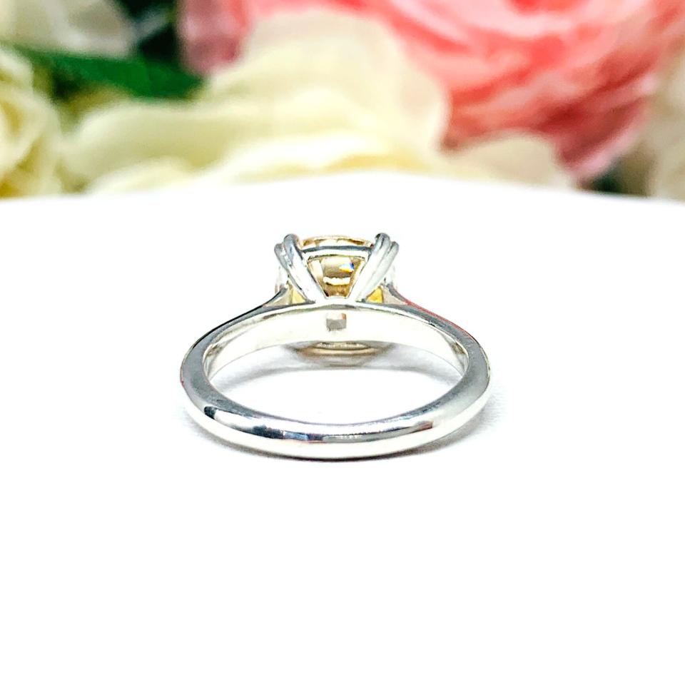 Old Mine Cut 8mm Champagne CZ Engagement Ring