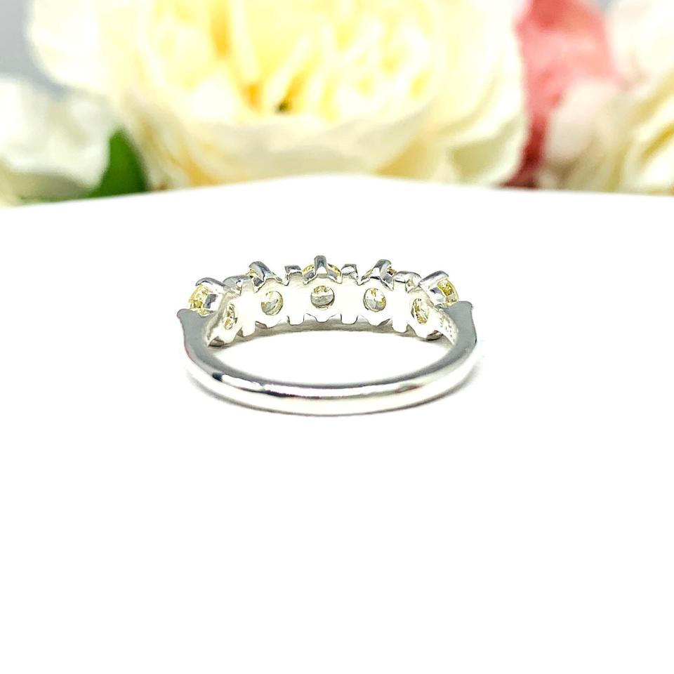 Round 4mm Light Yellow CZ Five Stone Ring
