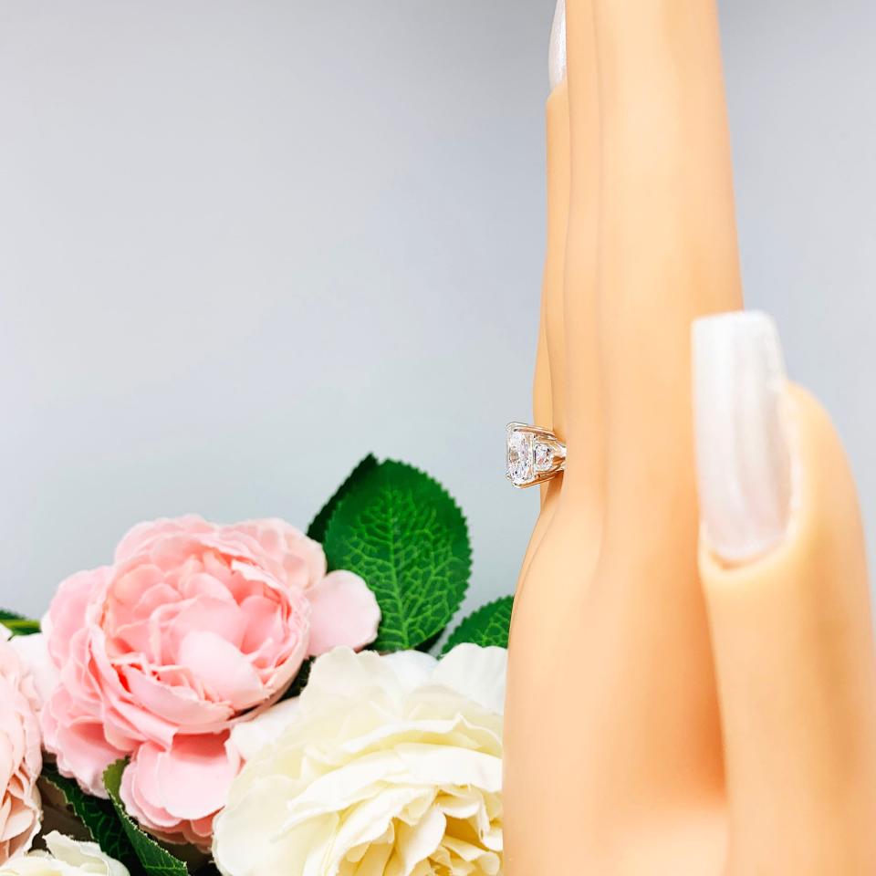 Cushion Trillion CZ 3 Stone Engagement Ring