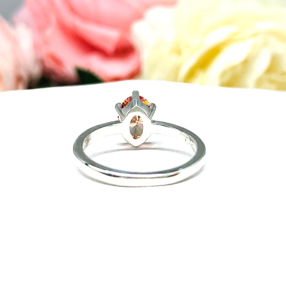 Oval Swarovski Morganite 8x6mm Pink CZ Ring