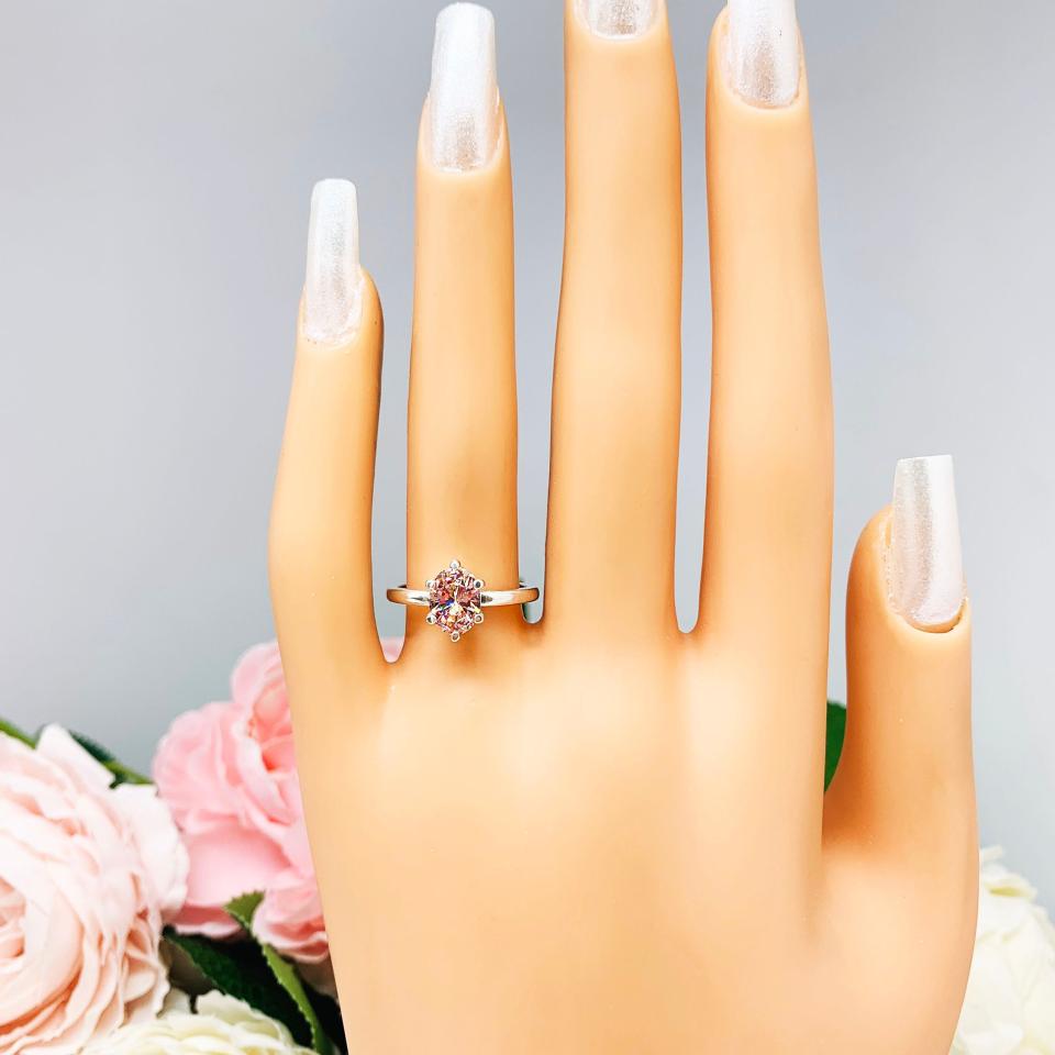 Oval Swarovski Morganite 8x6mm Pink CZ Ring