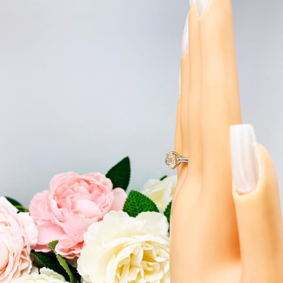 Old European Cut 10mm CZ Engagement Ring Near Colorless CZ