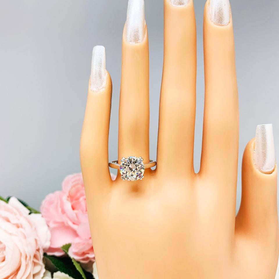 Old European Cut 10mm CZ Engagement Ring Near Colorless CZ