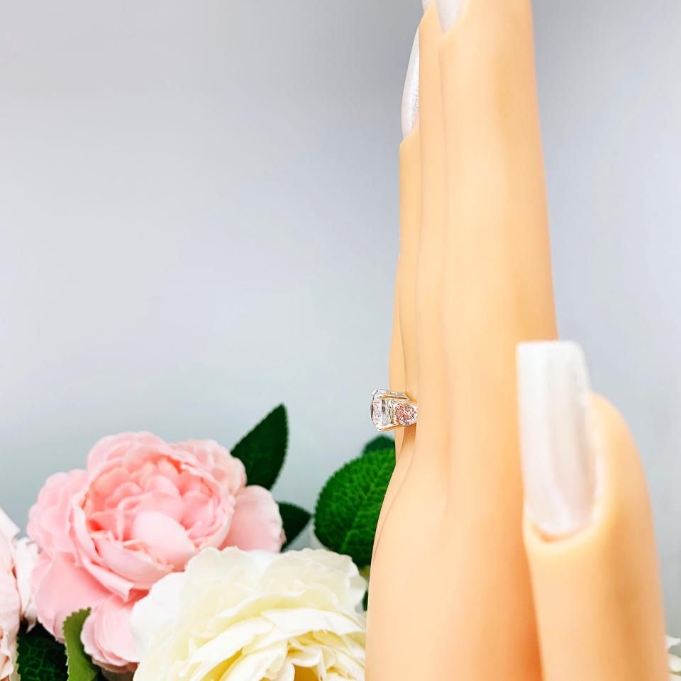 Round CZ Pear Swarovski Morganite Pink CZ Engagement Ring