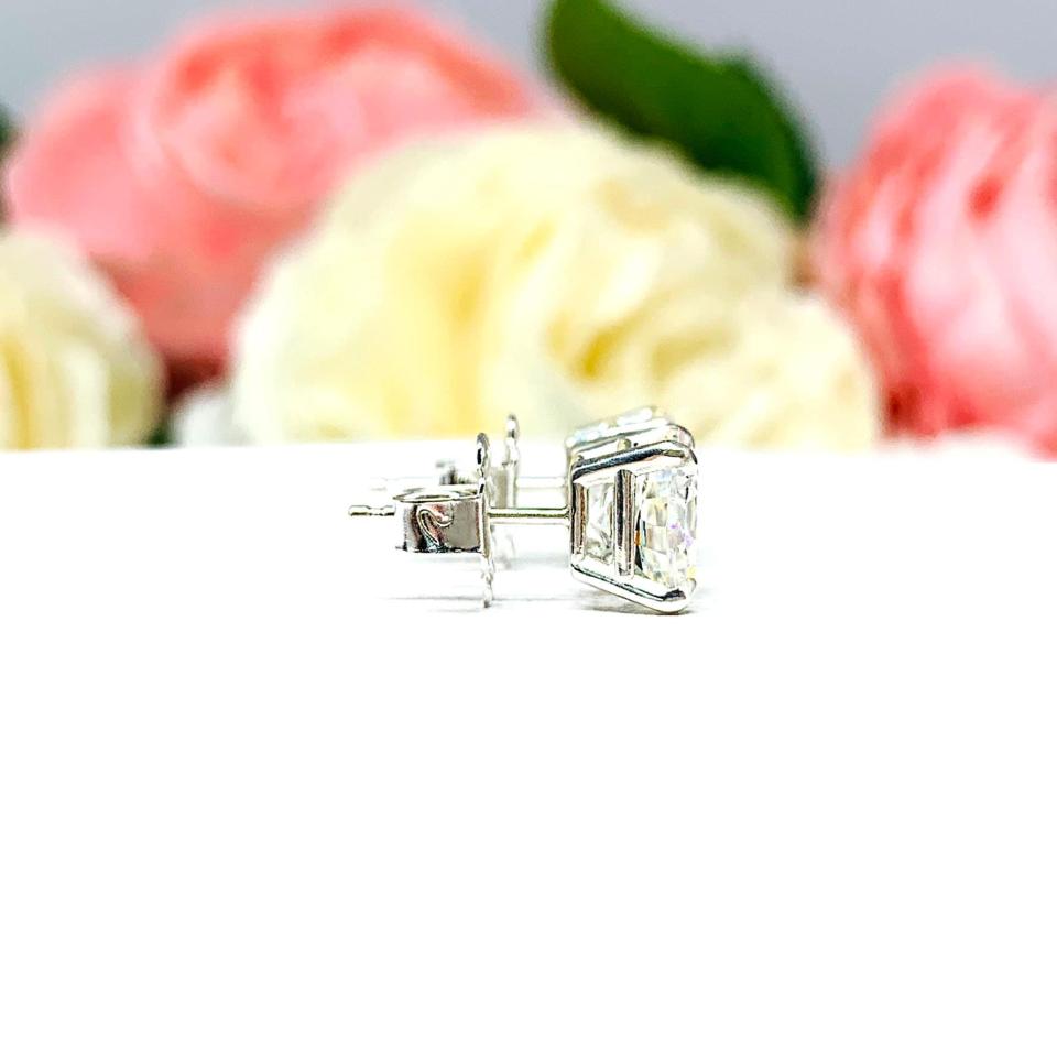 Old Mine Cut Cubic Zirconia Basket Stud Earrings