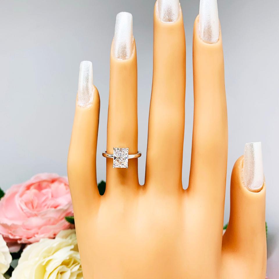Radiant Cubic Zirconia Engagement Lower Profile Ring