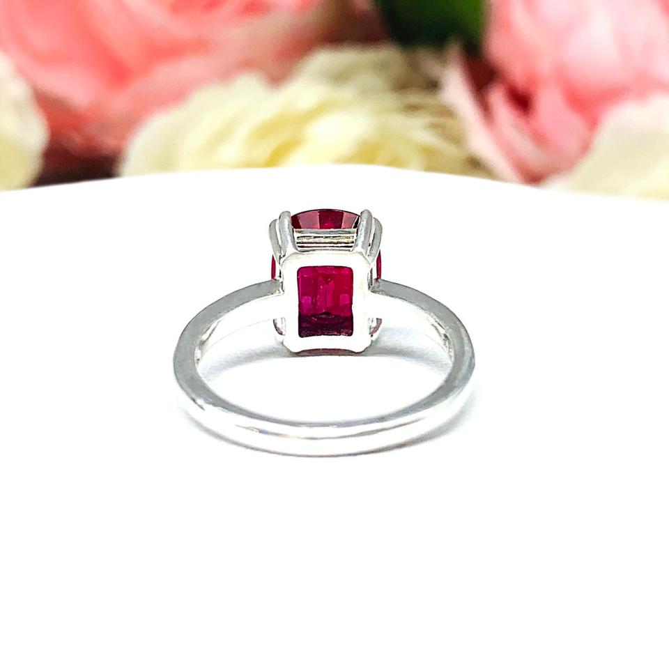 Lab Ruby Elongated Cushion Double Prong Ring SIZE 6