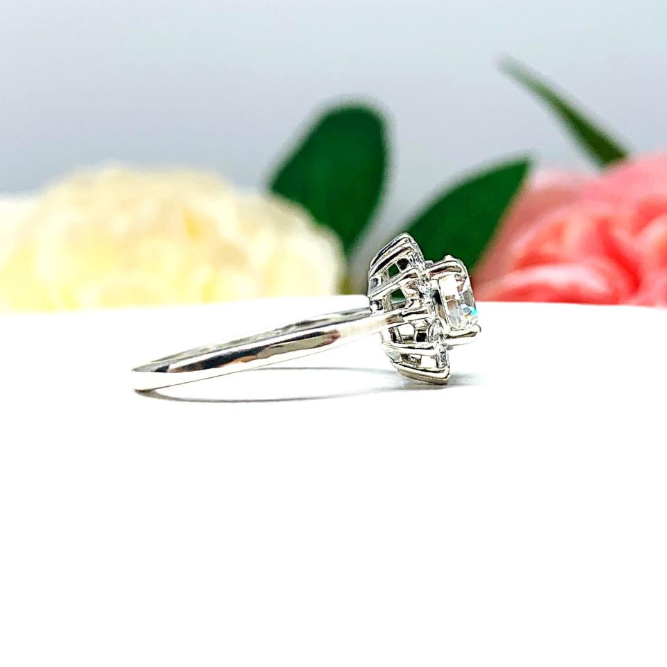 Round CZ Halo Sterling Silver Engagement Ring