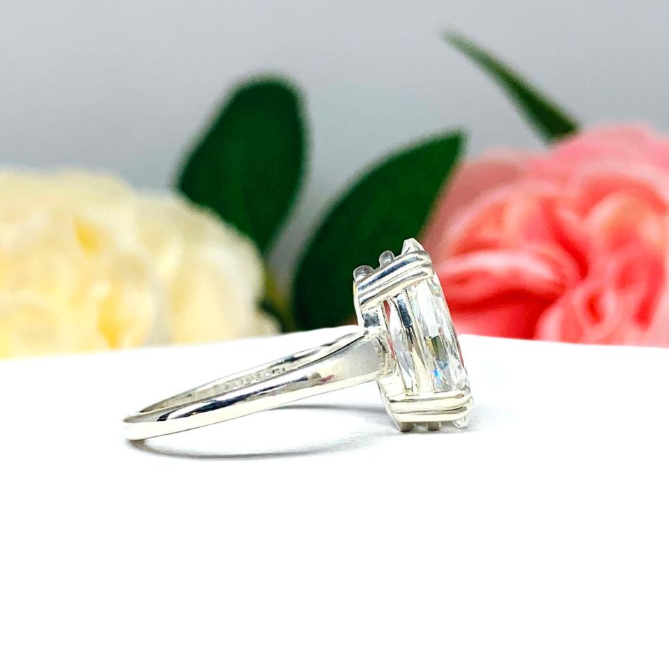 Marquise CZ Engagement Ring Sterling Silver Double Prongs